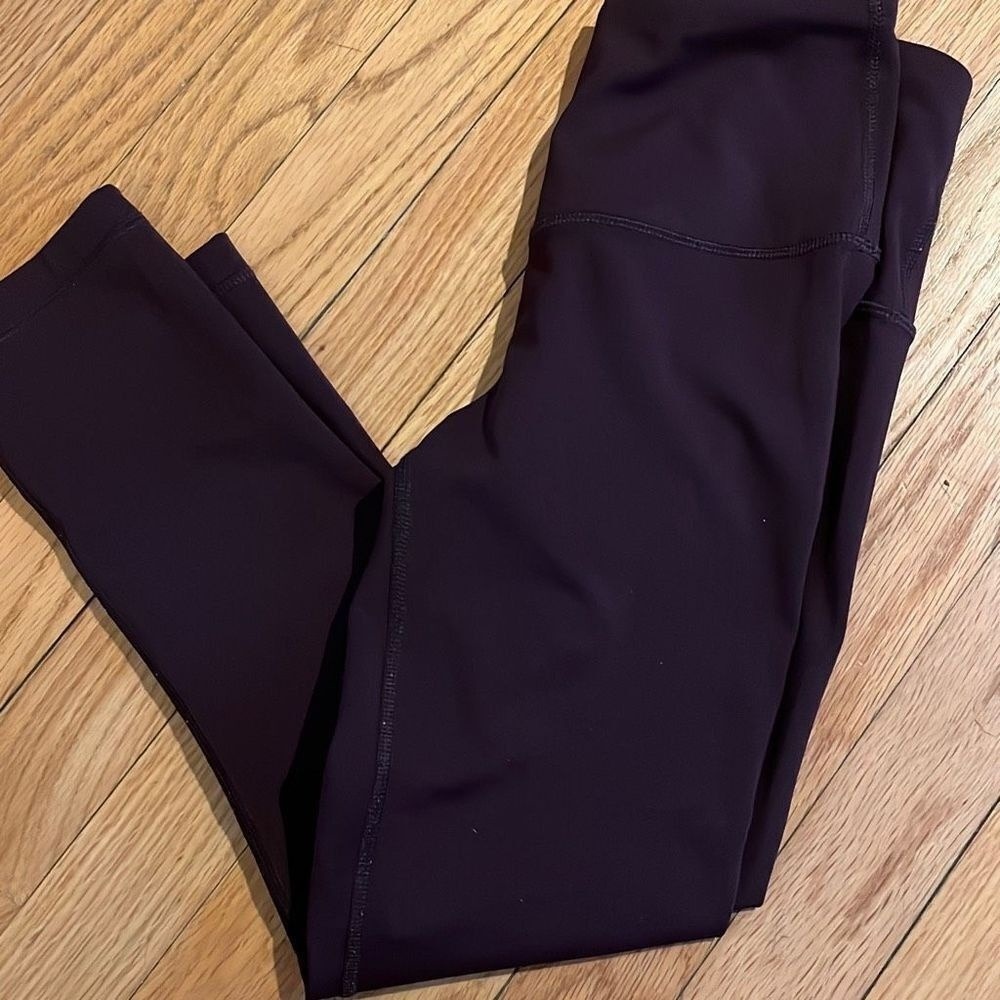 90 Degree by Reflex High Waist Cropped Leggings Dark Purple Plum Yoga Pants - Picture 1 of 4